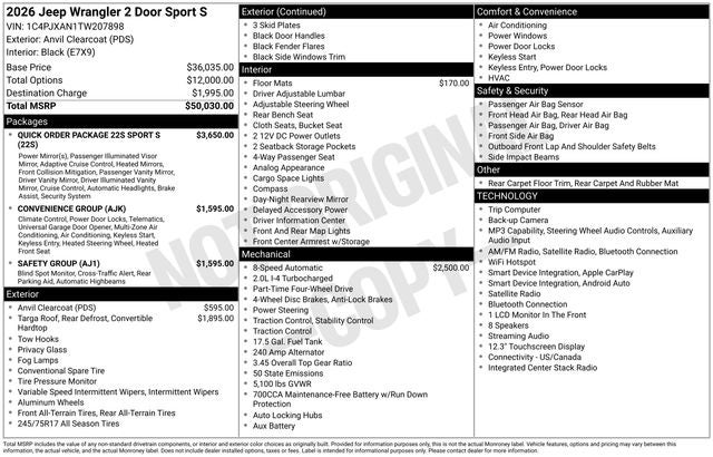 2026 Jeep Wrangler Sport S