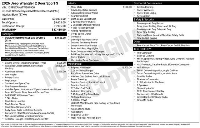 2026 Jeep Wrangler Sport S