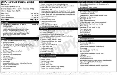 2027 Jeep Grand Cherokee Limited Reserve