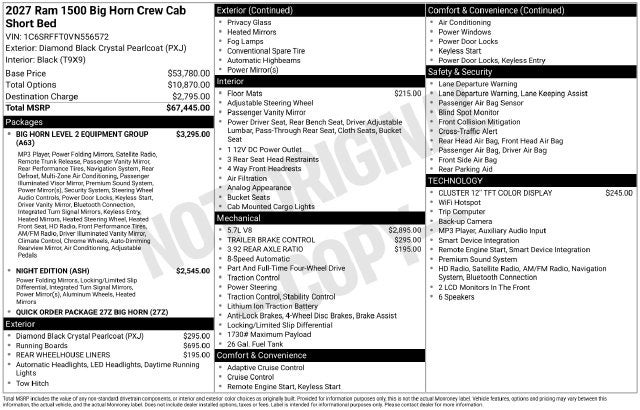 2027 RAM 1500 Big Horn/Lone Star