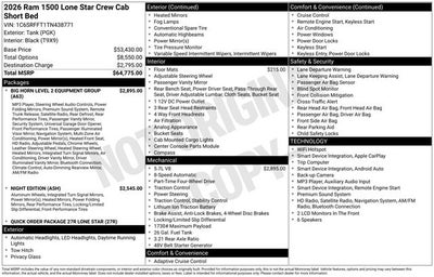 2026 RAM 1500 Big Horn/Lone Star
