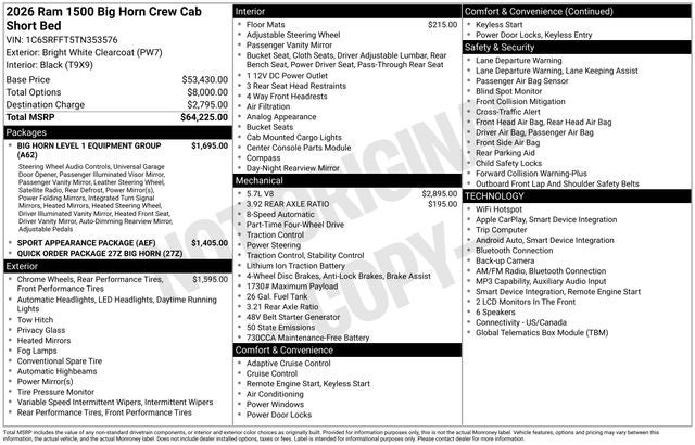 2026 RAM 1500 Big Horn/Lone Star