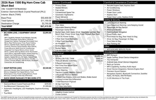 2026 RAM 1500 Big Horn/Lone Star