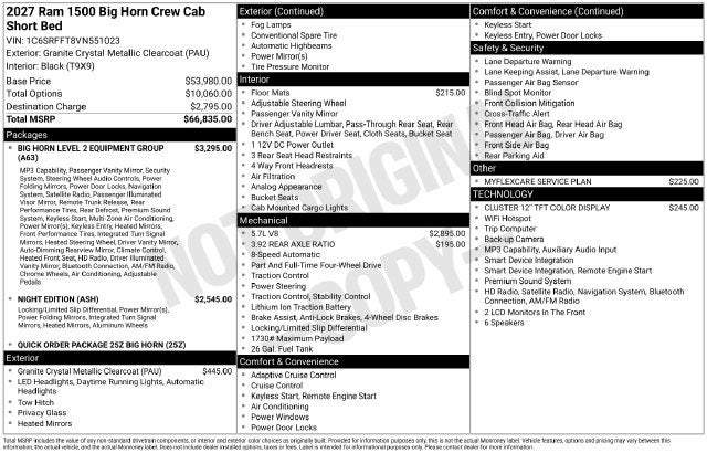 2027 RAM 1500 Big Horn/Lone Star