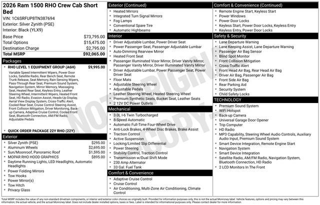 2026 RAM 1500 RHO