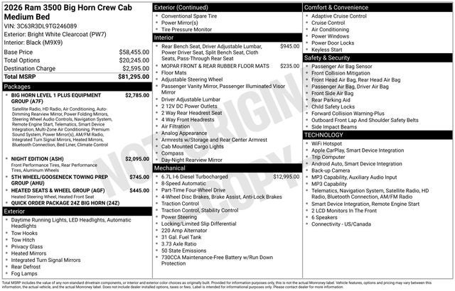 2026 RAM 3500 Big Horn