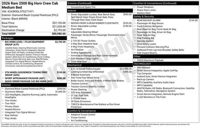2026 RAM 2500 Big Horn
