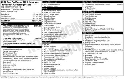 2026 RAM ProMaster 2500 High Roof