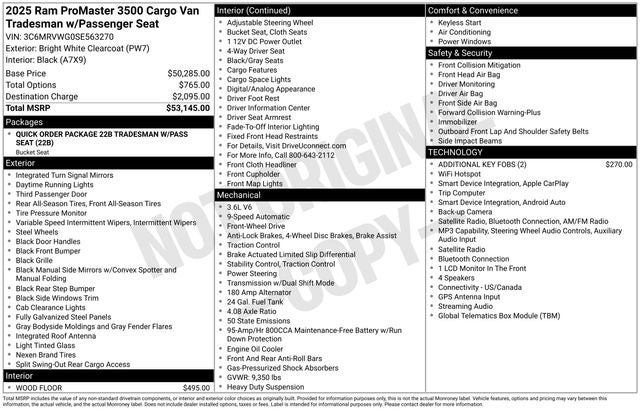 2025 RAM ProMaster 3500 Base
