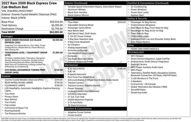 2027 RAM 2500 Black Express