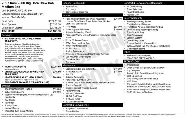 2027 RAM 2500 Big Horn