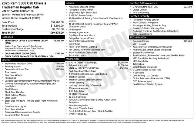 2025 RAM 3500 Tradesman 167.5 WB