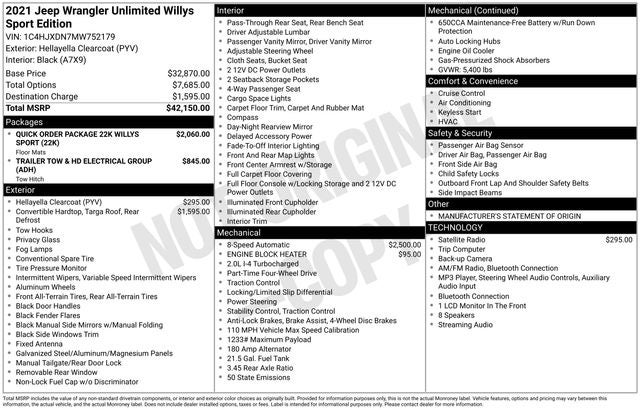 2021 Jeep Wrangler Unlimited Willys Sport 4x4
