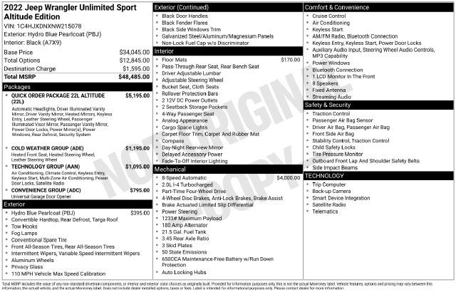 2022 Jeep Wrangler Unlimited Sport Altitude 4x4