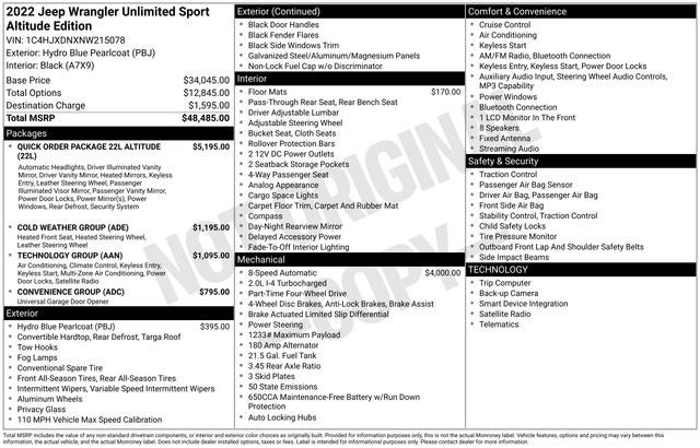 2022 Jeep Wrangler Unlimited Sport Altitude 4x4