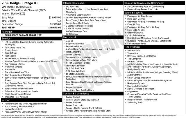 2026 Dodge Durango GT RWD