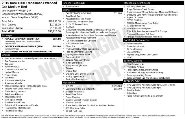 2015 RAM 1500 Tradesman