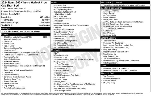 2024 RAM 1500 Classic Warlock Crew Cab 4x2 5'7' Box