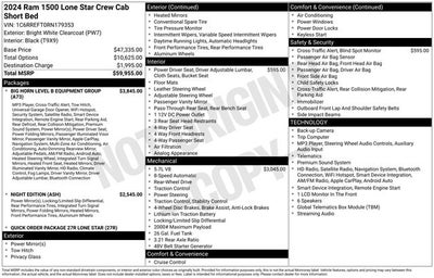 2024 RAM 1500 Lone Star Crew Cab 4x2 5'7' Box
