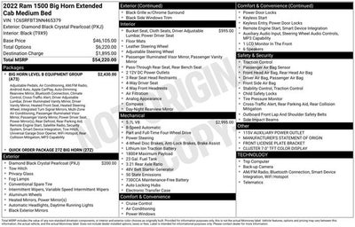 2022 RAM 1500 Big Horn Quad Cab 4x4 6'4' Box