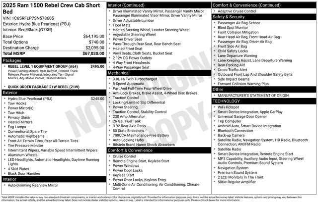 2025 RAM 1500 Rebel Crew Cab 4x4 5'7' Box