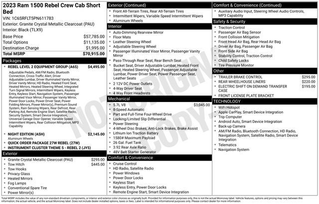 2023 RAM 1500 Rebel Crew Cab 4x4 5'7' Box