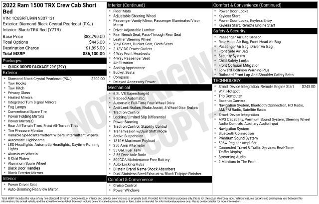 2022 RAM 1500 TRX Crew Cab 4x4 5'7' Box