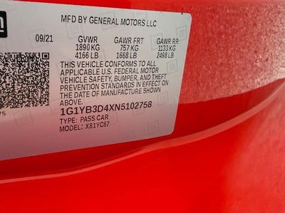 2022 Chevrolet Corvette Stingray RWD Convertible 2LT