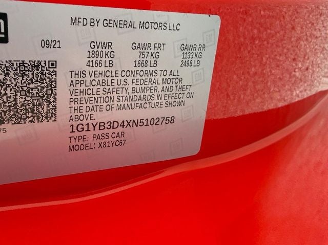 2022 Chevrolet Corvette Stingray RWD Convertible 2LT