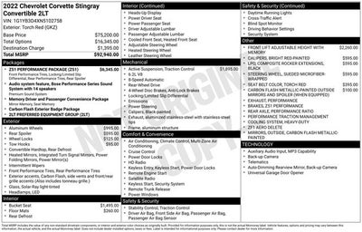 2022 Chevrolet Corvette Stingray RWD Convertible 2LT