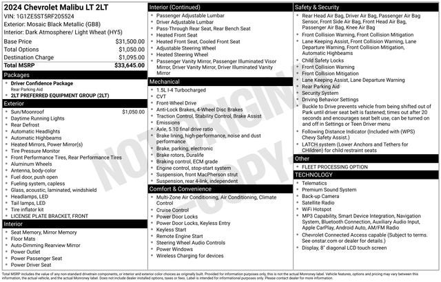 2024 Chevrolet Malibu FWD 2LT