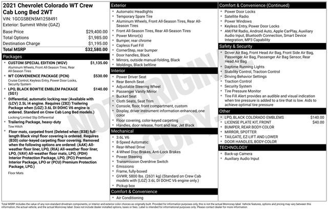 2021 Chevrolet Colorado 2WD Crew Cab Long Box WT