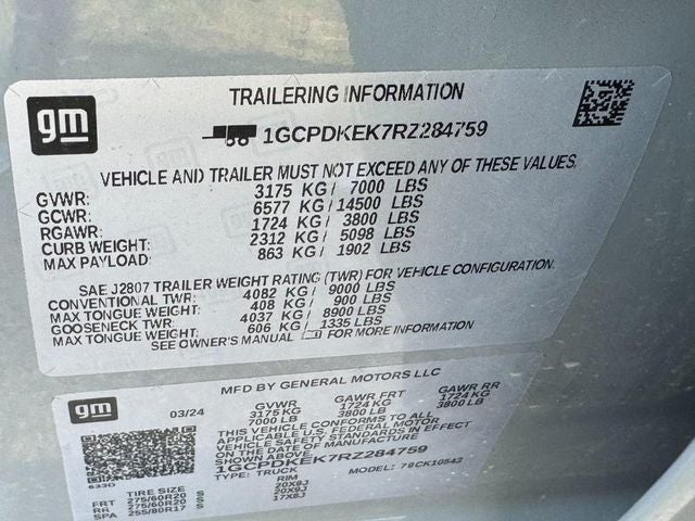 2024 Chevrolet Silverado 1500 4WD Crew Cab Short Bed LT with 2FL