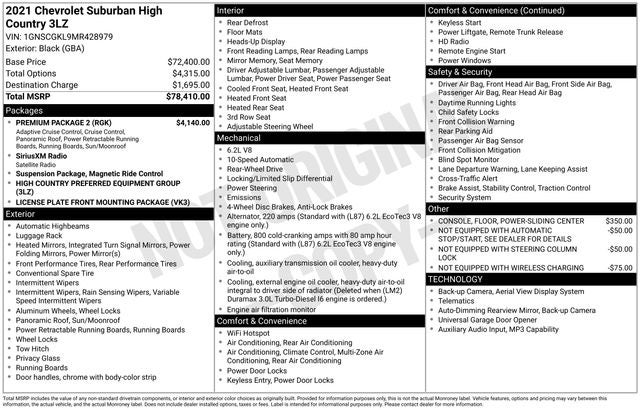 2021 Chevrolet Suburban 2WD High Country