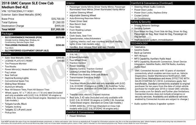 2018 GMC Canyon SLE1