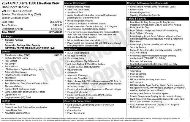 2024 GMC Sierra 1500 4WD Crew Cab Short Box Elevation with 3VL