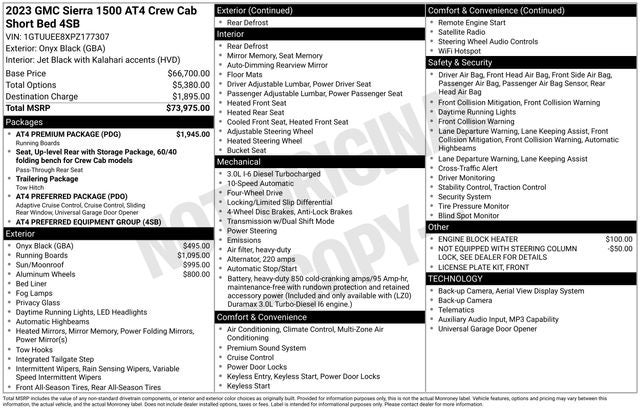 2023 GMC Sierra 1500 4WD Crew Cab Short Box AT4
