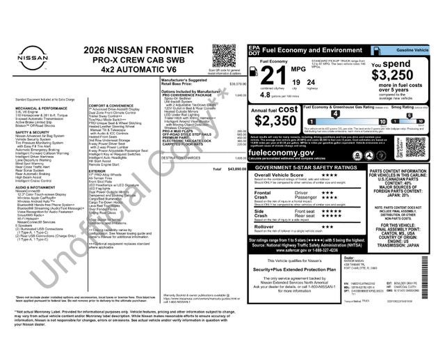 2026 Nissan Frontier Crew Cab PRO-X 4x2