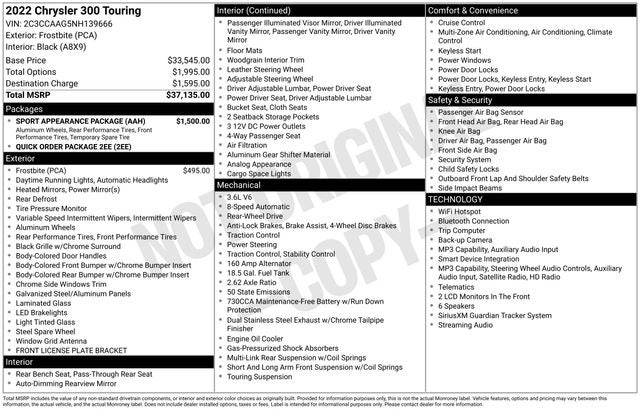 2022 Chrysler 300 Touring
