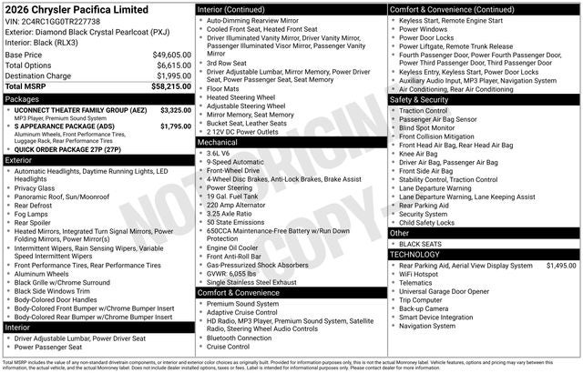 2026 Chrysler Pacifica PACIFICA LIMITED