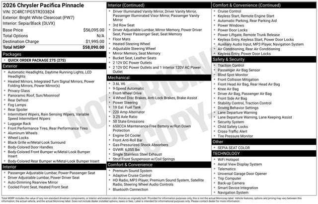 2026 Chrysler Pacifica PACIFICA PINNACLE