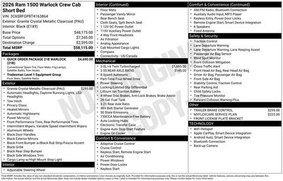 2026 RAM Ram 1500 RAM 1500 WARLOCK CREW CAB 4X4 5'7' BOX