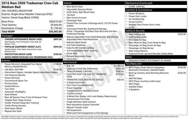 2016 RAM 2500 Tradesman