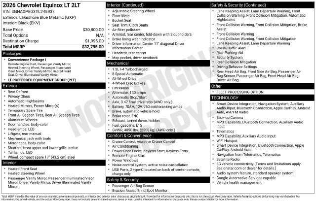 2026 Chevrolet Equinox AWD LT
