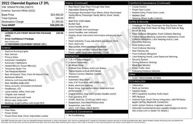 2022 Chevrolet Equinox AWD 2FL