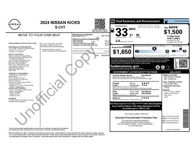 2024 Nissan Kicks S Xtronic CVT