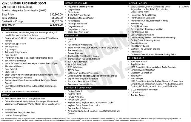 2025 Subaru Crosstrek Sport