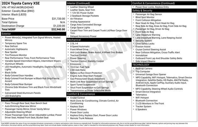 2024 Toyota Camry XSE