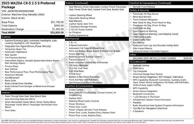 2025 Mazda Mazda CX-5 2.5 S Preferred
