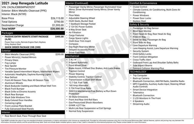 2021 Jeep Renegade Latitude FWD